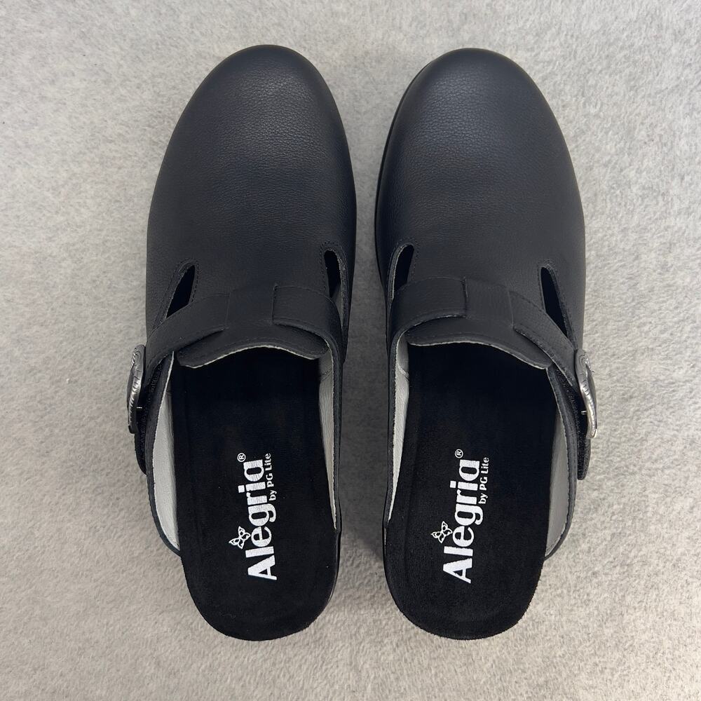 Alegria Selina -Leather Slip On Wedge Platform Clog- Black -Women 41 -NEW - Picture 11 of 11